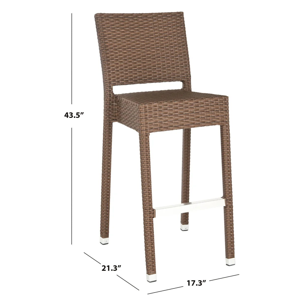 SAFAVIEH Bethel Contemporary Outdoor Patio Rattan Bar Stool, White
