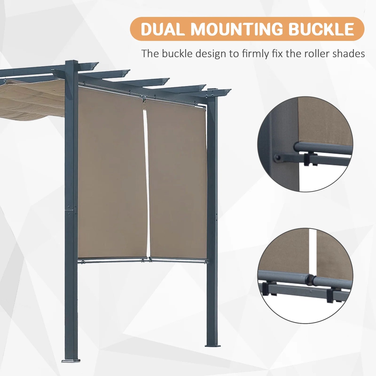 BPS 10'x10' Outdoor Retractable Pergola with Sun Shade Canopy & Curtains, Patio Aluminum Pergola Gazebos for Backyard Deck Garden, Dark Gray