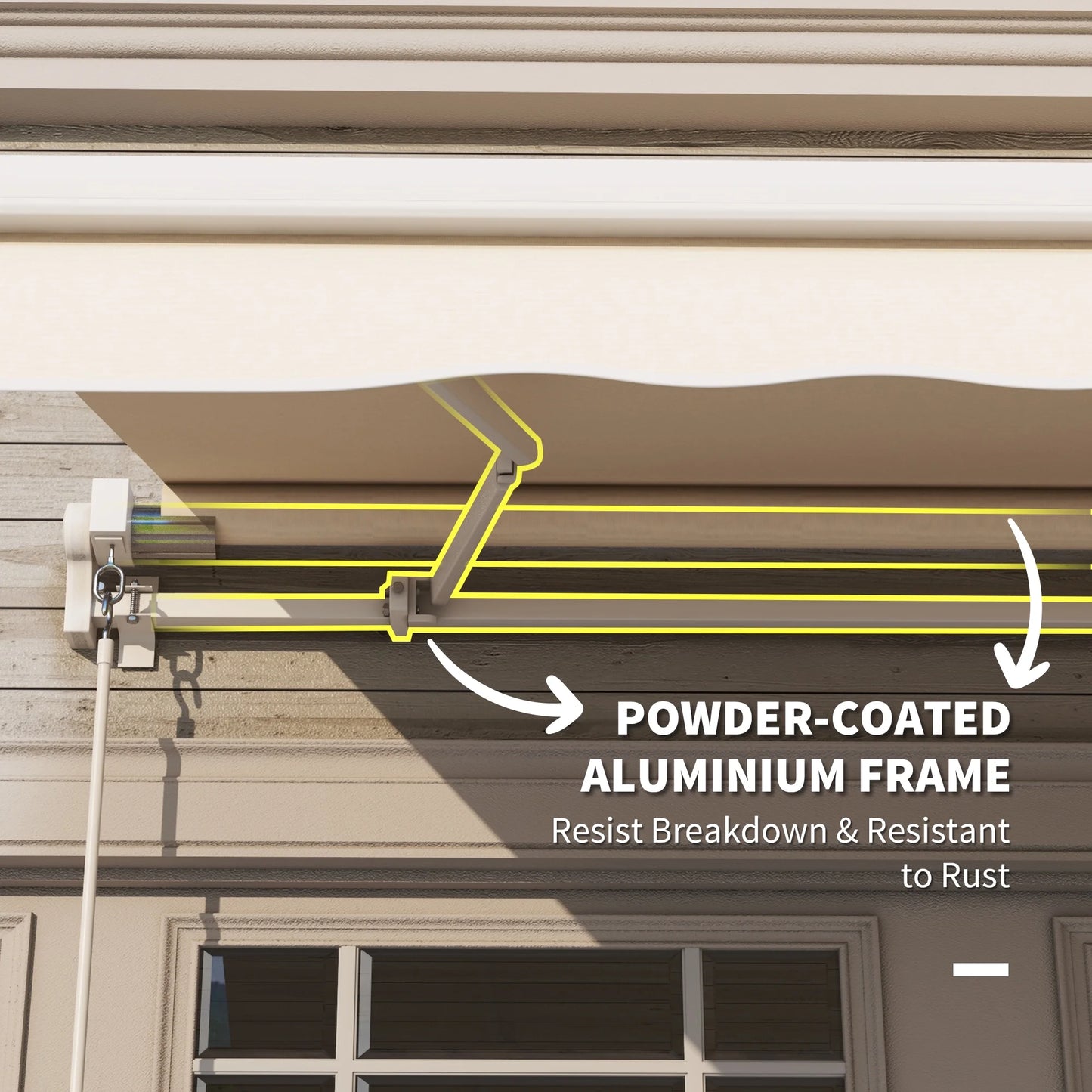 DUOSONG Outsunny 10' X 8' Retractable Awning, Patio Awnings, Sunshade Shelter W/Manual Crank Handle, Uv & Water-Resistant Fabric And Aluminum Frame For Deck, Balcony, Yard, Beige Beige Aluminum