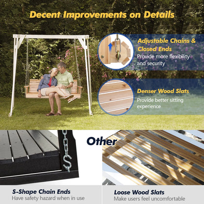Zimtown Patio Wooden Porch Swing Swing Chair Bench Heavy Duty 880lbs with Hanging Chains for Outdoors,4 FT, Natural