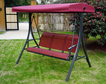 Kozyard Brenda Patio Swing with Coated Steel Frame (Beige, 3 Seat)