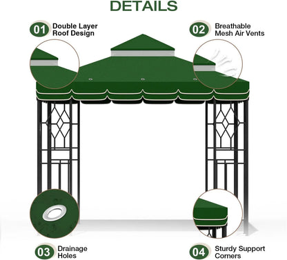 10x10 Canopy Replacement Top Double Tiered Gazebo Cover for Yard, Patio & Garden Durable Sunshade Replacement (Navy Blue)