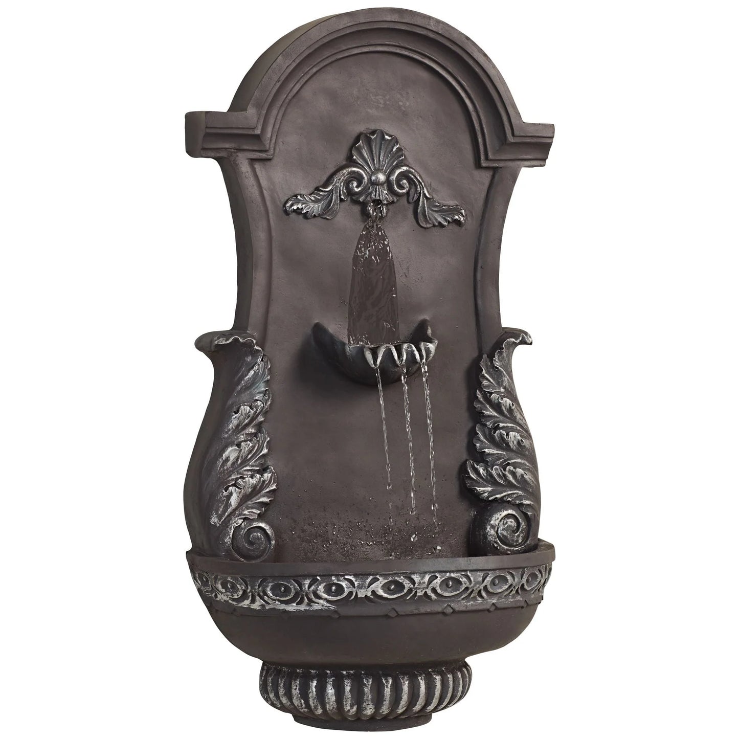 John Timberland Tivoli Grey Ornate Rustic Outdoor 2 Tier Outdoor Wall Water Fountain 33" for Yard Backyard Garden Patio Home Deck Porch House Exterior