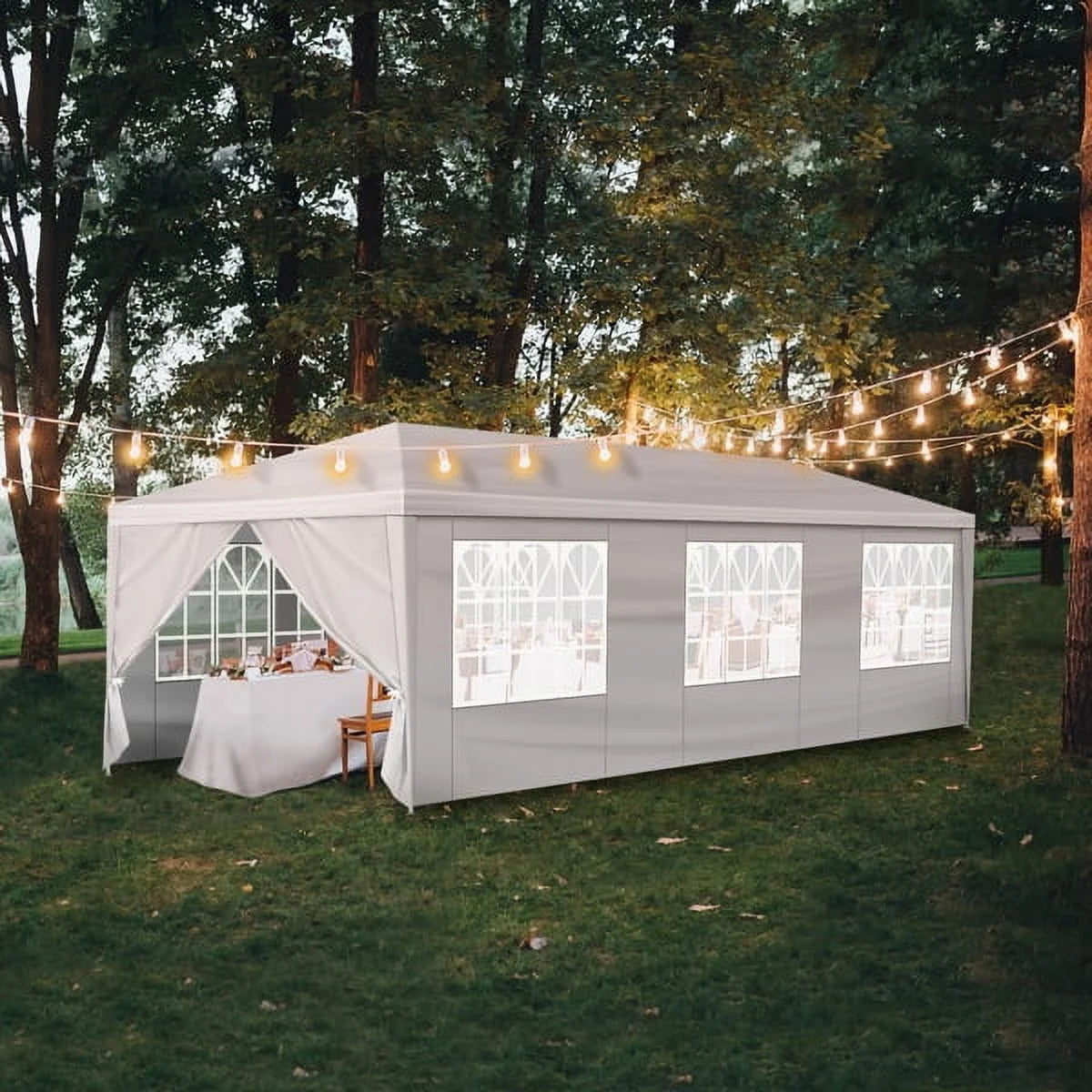 10'x30' Outdoor Party Tent with 8 Removable Sidewalls, Waterproof Canopy Patio Wedding Gazebo, White,white