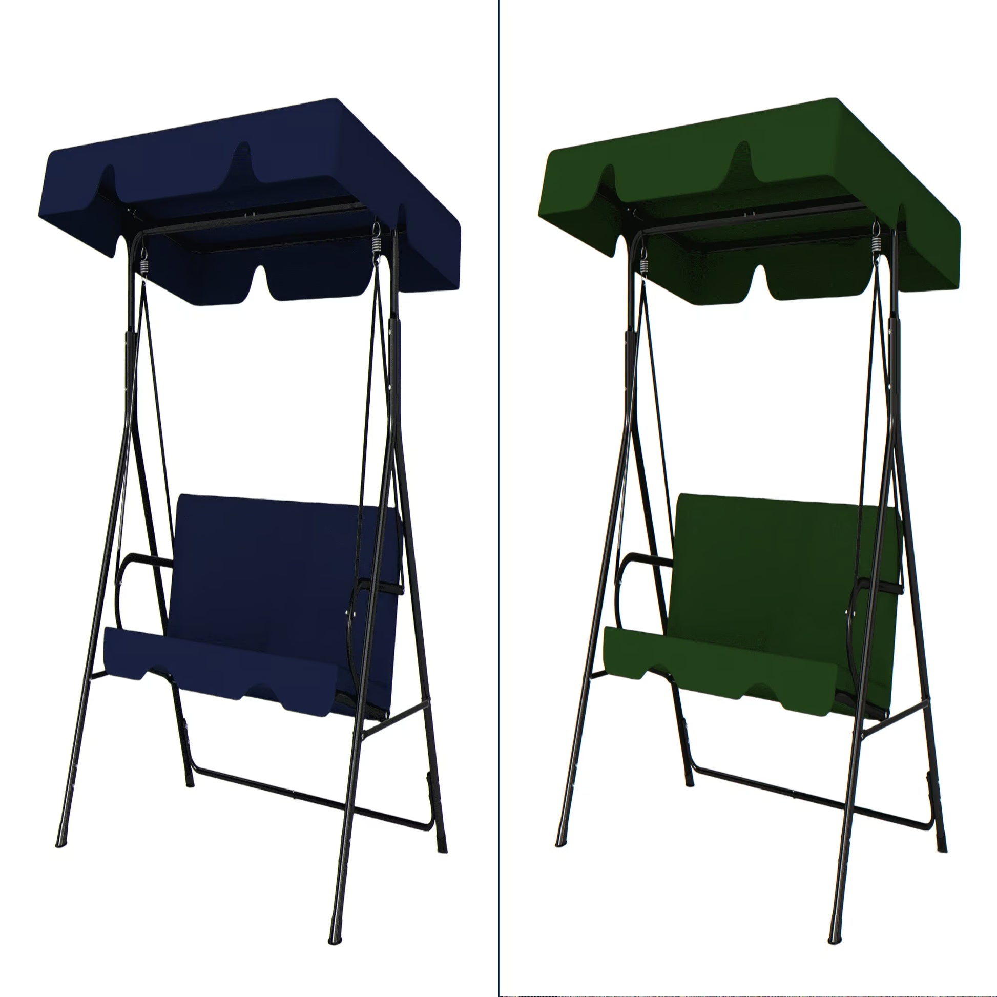 Melocadol 3 Seats Outdoor Porch Swing Glider, Patio Swing Chair with All Weather Covered Canopy and Rust Proof Heavy Duty Stand, for Garden, Lawn, or Backyard, Black