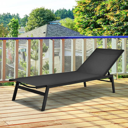 Costway Patio Lounge Chair Chaise Recliner Back Adjustable Garden Deck Brown