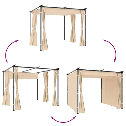 vidaXL Gazebo Canopy Tent Patio Pavilion Sunshade with Curtains Cream Steel