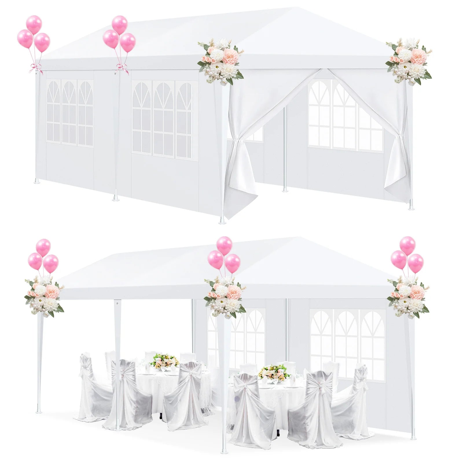 HOTEEL 10'x20' Canopy Party Tent with 4 Removable Sidewalls, Outdoor Tent for Parties, Event Tent, Large Canopy Tent for Weddings, Parties, Patio Camping Gazebo, All Season & Waterproof, White