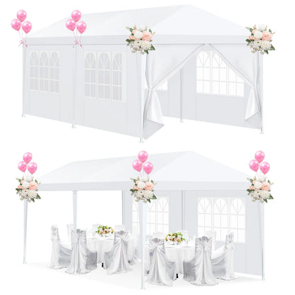 HOTEEL 10'x20' Canopy Party Tent with 4 Removable Sidewalls, Outdoor Tent for Parties, Event Tent, Large Canopy Tent for Weddings, Parties, Patio Camping Gazebo, All Season & Waterproof, White