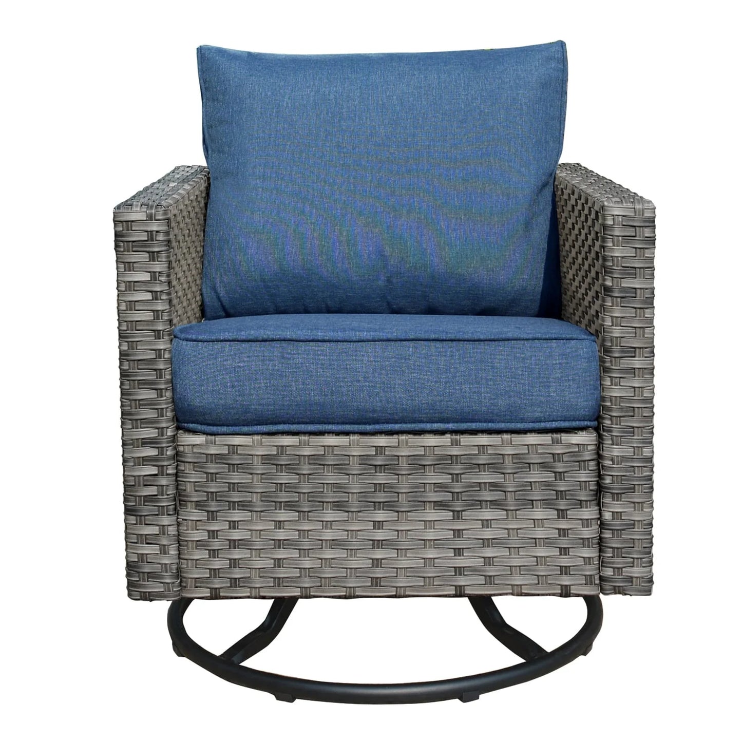 Ovios 3 Pieces Outdoor Furniture with 360° Swivel Rocker Chair Wicker Patio Bistro Set with Side Table