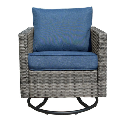 Ovios 3 Pieces Outdoor Furniture with 360° Swivel Rocker Chair Wicker Patio Bistro Set with Side Table