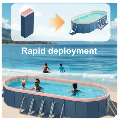 3.65m PVC Folding Pool - Outdoor Swimming Pool for Patio, Beach & Garden - Durable, Non-Inflatable, Easy Setup & Storage