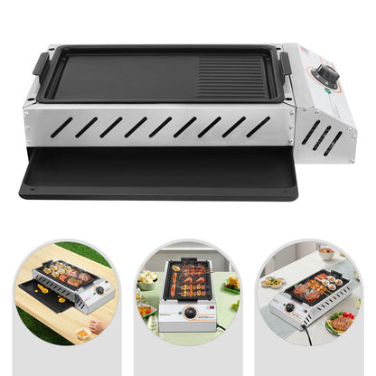 ToppiJoy 122-572° F Electric Griller, Adjustable Temperature Control Teppanyaki Flat Grill for Outdoor Cooking Kitchen and Patio Backyard Barbecue