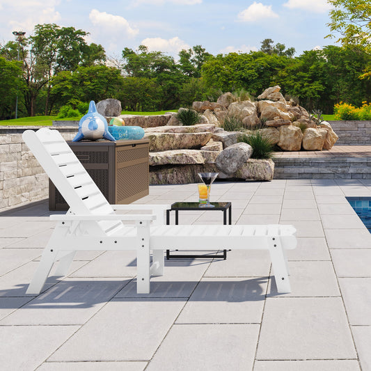 Dextrus Outdoor Chaise Lounge Chair with Wide Armrest and Adjustable Backrest, Waterproof Resin Patio Lounger with 350lbs Capacity