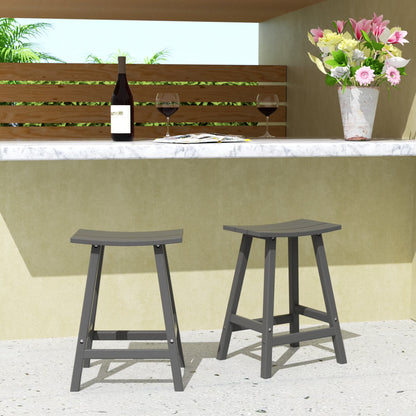WestinTrends Malibu HDPE Outdoor Patio 24" Bar Stool Saddle Seat (Set of 2), Dark Brown