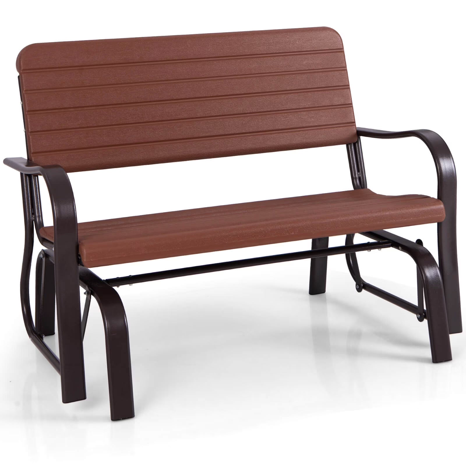 Costway Outdoor Patio Swing Porch Rocker Glider Bench Loveseat Garden Seat Steel