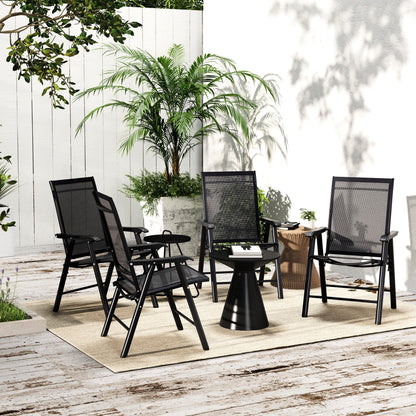4 Patio Folding , Stackable Outdoor Sling Chairs With For Lawn, Camping, Dining, Beach. Metal Frame, No Assembly, Black. 22.87" L X 25.15" W 37" H, 242 Lbs Load-supporting Ability Frame Structure,