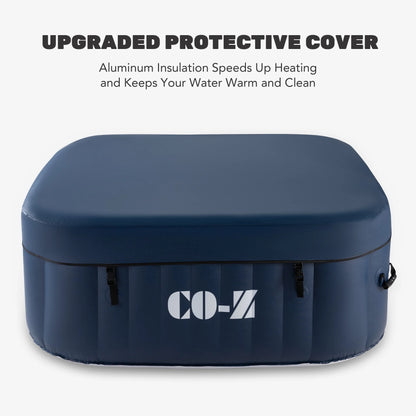 CO-Z 5x5ft PVC Inflatable Spa Tub with Heater & 120 Massaging Jets for Patio & More Blue for 4-Person, CO-Z