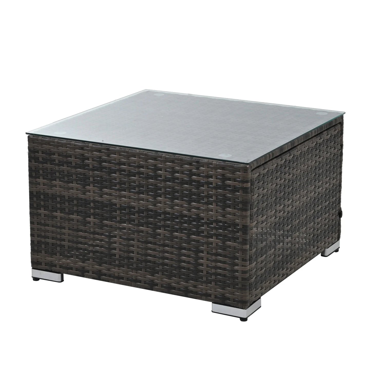 Highsound 4 Piece Outdoor Patio Furniture Sets, Wicker Conversation Set for Porch Deck, Gray Rattan Sofa Chair with Cushion, Blue