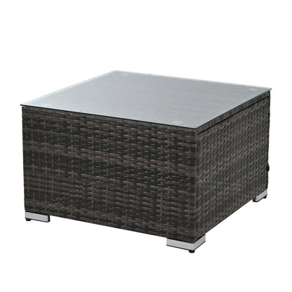 Highsound 4 Piece Outdoor Patio Furniture Sets, Wicker Conversation Set for Porch Deck, Gray Rattan Sofa Chair with Cushion, Blue