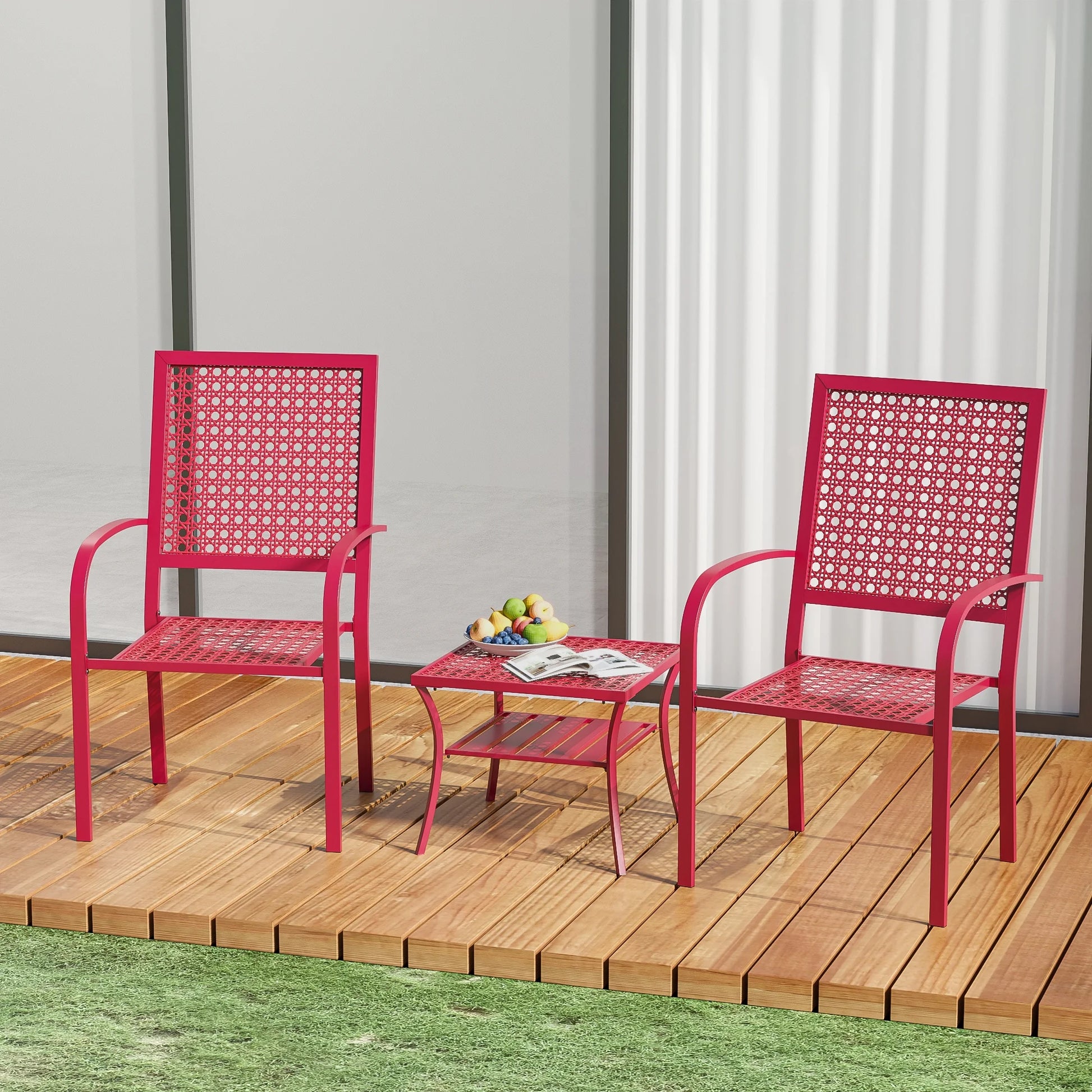 Patio Bistro Set, Bistro Table and Chairs Set of 2, Outdoor Bistro Set for 2