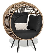 DWVO Wicker Egg Chair, Oversized Indoor Outdoor Lounger for Patio, Backyard, Living Room, Beige
