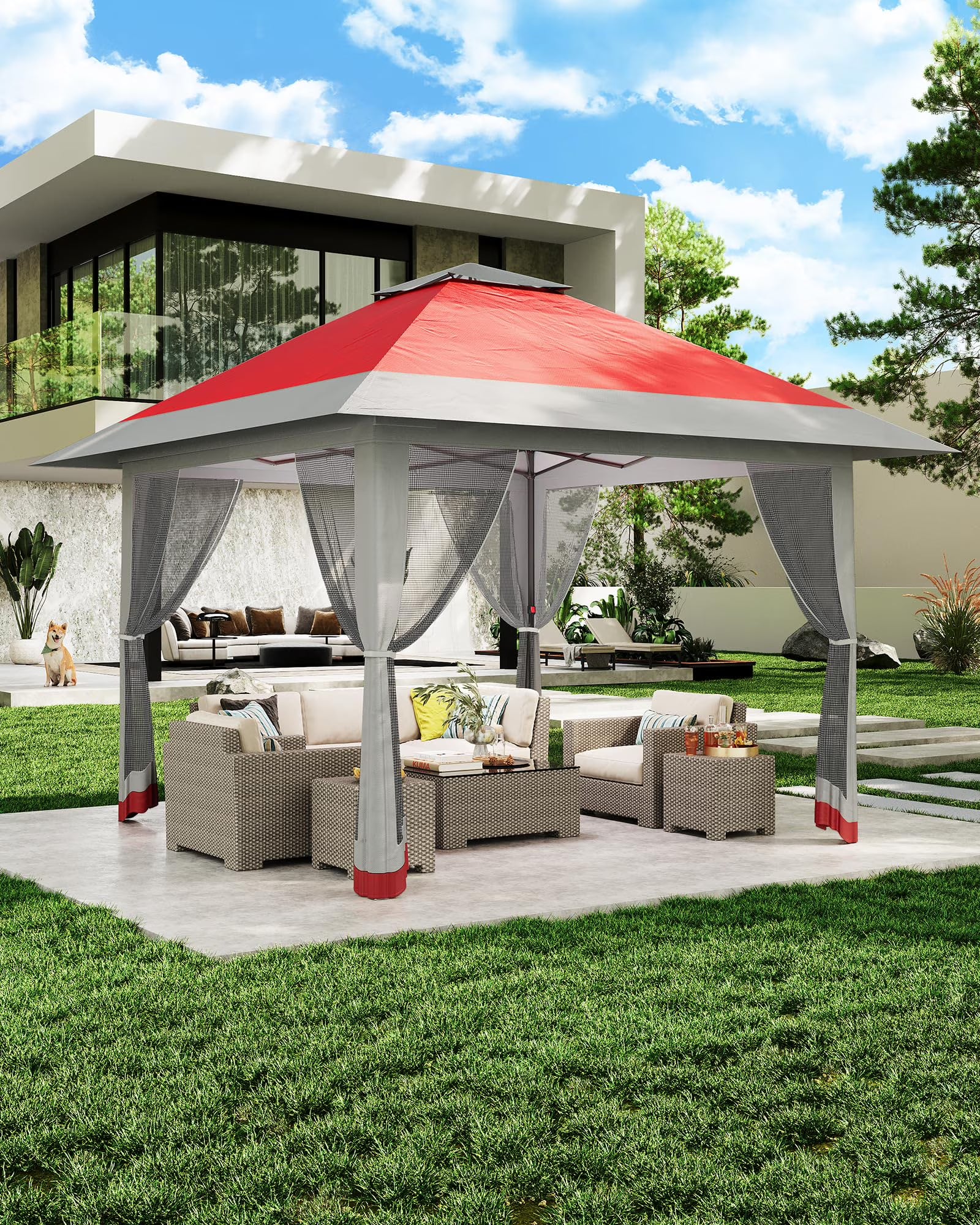 Accreate 13' X 13' Outdoor Patio Gazebo,Outdoor Canopy Tent with Mosquito Netting,Backyard Tent for Party, Wedding, Outdoor Dining, Patio, Backyard