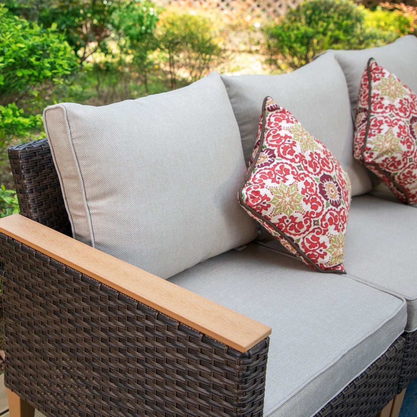 Sophia & William 7 Piece Outdoor Wicker Patio Conversation Sofa Set Outdoor Sectionals