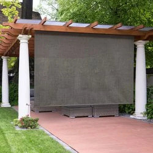 Keystone Fabrics Premium Motorized Outdoor Patio Sun Shade 10ft Wide (Tan)