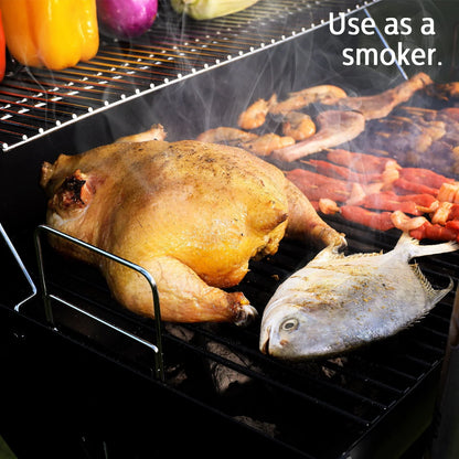 Uten Charcoal Grill Outdoor BBQ Smoker Picnic Camping Patio Backyard Cooking, Black