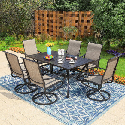 Sophia & William 7 Piece Outdoor Patio Dining Set Highback Textilene Chairs and Metal Table Furniture Set for 6, Blue