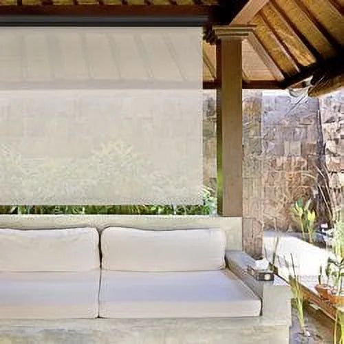 Keystone Fabrics Premium Motorized Outdoor Patio Sun Shade 10ft Wide (Tan)