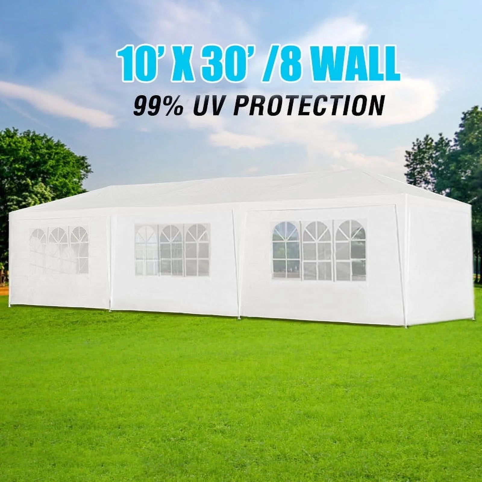 10FTx30FT Wedding Party Canopy Tent With 8 Removable Sidewalls Waterproof Canopy Patio Wedding Gazebo Outdoor Wedding Party Tent For Household Wedding Party Parking Shed