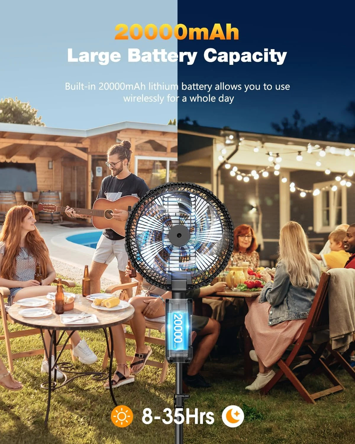 Portable fan products, 20000mAh 12-inch outdoor misting fan, suitable for outdoor patios