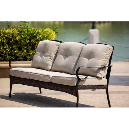 Direct Wicker Outdoor Iron 3 Seater Sofa with Cushions for Patio Red