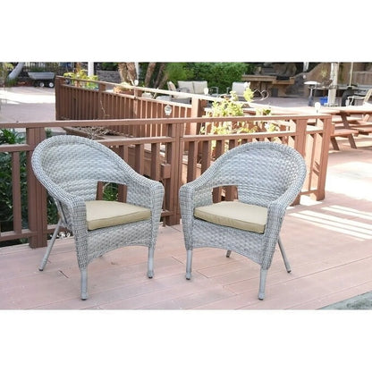 Jeco Clark Wicker Patio Chair in Gray and Midnight Blue (Set of 2)