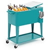 MADOG 80 Quart Rolling Cooler Ice Chest for Outdoor Patio Deck Party, Bar Cold Drink Beverage Cart Tub, Backyard Cooler Trolley on Wheels with Ice Scoop, Catch Tray & Bottle Opener, Pink