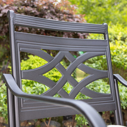 MF Studio 5 Pieces Patio Dining Set 1 Piece Metal Round Table & 4 Pieces Outdoor Swivel Chairs with Cushion
