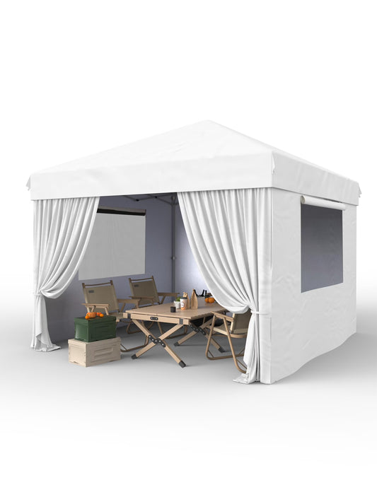 Pinypikaka 10x10 Ft Pop up Canopy Tent with 210D Oxford Fabric, Instant Portable Shelter with 4Pcs Sidewalls 4 Sandbags for Patio Outdoor Activities