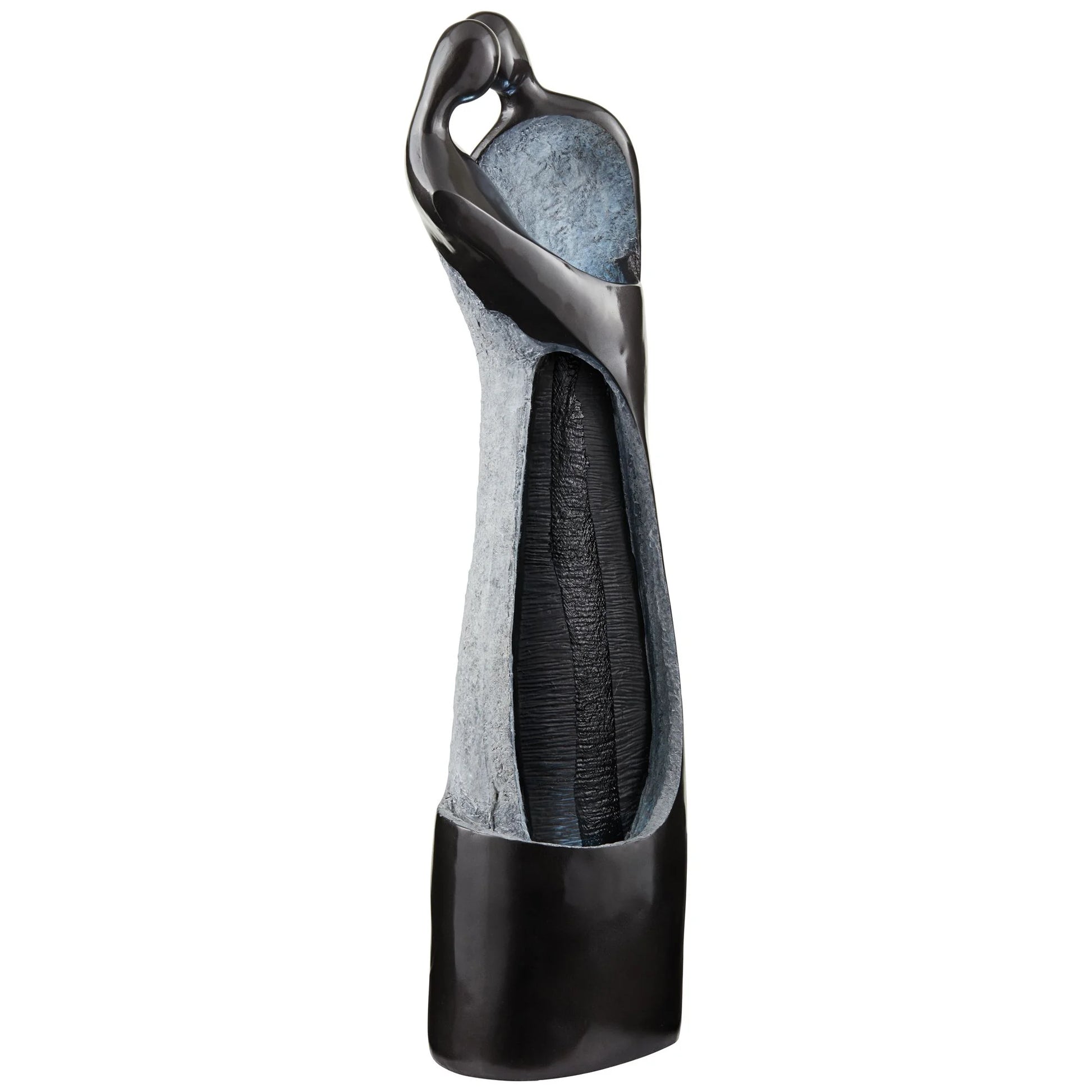 Modern Couple 47" High Large Indoor Outdoor Decor Black Resin Floor Fountain with Light LED Outside Garden Patio