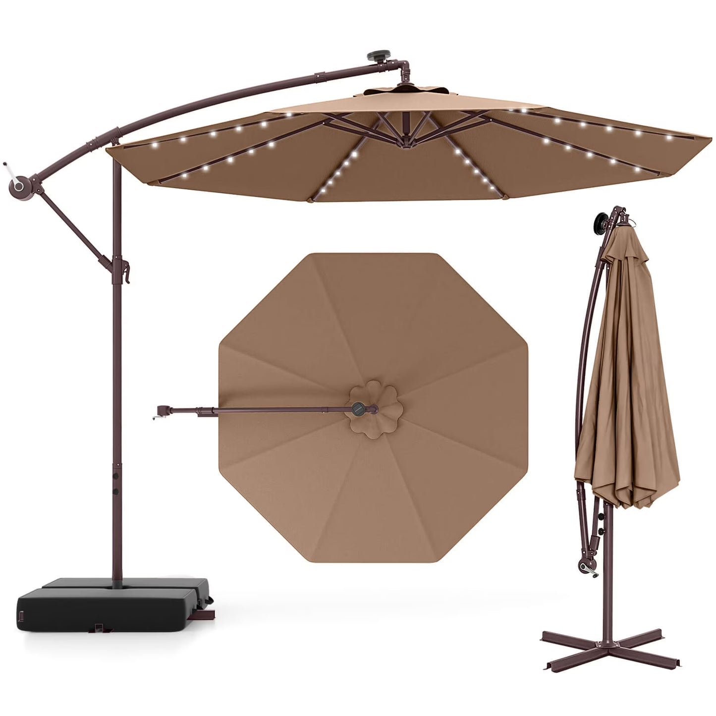 Costway 98.40" Navy Cantilever Patio Umbrella, Base-Included