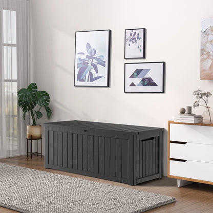 CIRUI 230 Gallon Double-Wall Resin Deck Box - Lockable Waterproof Outdoor Storage Box, 1000lbs Capacity & Doubles as Seating for Patio Furniture - Garden Tools, Pool Accessories (Black)