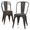 MoNiBloom Industrial Metal Dining Chair Set of 4, Stackable Bar Stools, for Home Patio Cafe Bar, White