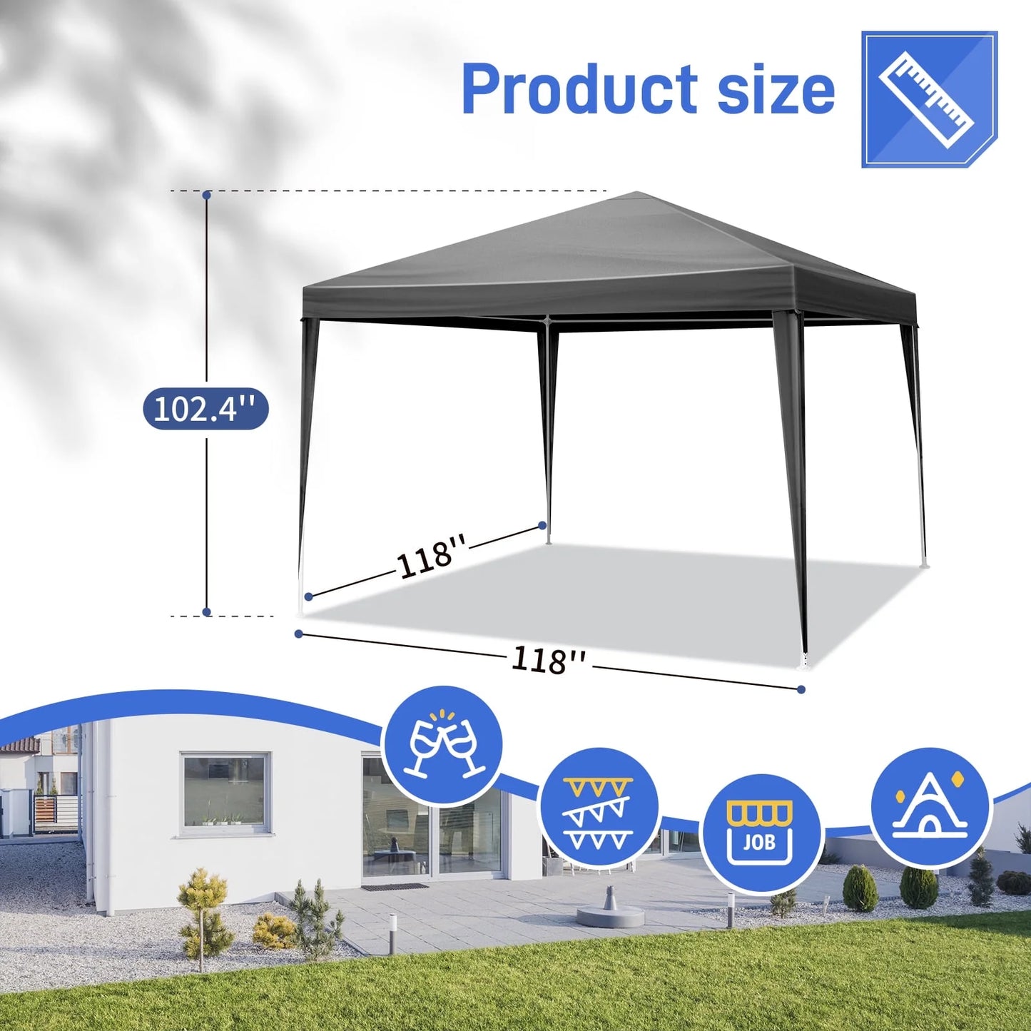 GoDecor 10' x 10' Canopy Tent Party Tent Wedding Party Patio w/4 Side Walls Black