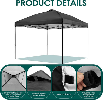 10x10ft Canopy Replacement Top Pop Up Tent Cover Roof with Air Vent, Waterproof for Outdoor Garden Patio Pavilion Sun Shade(Top Only) Black