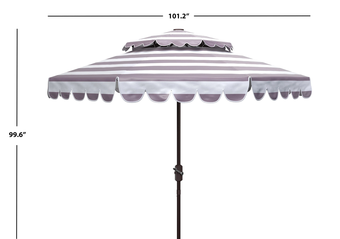 Safavieh Vienna 9' Market Crank Double Top Patio Umbrella, Grey/White