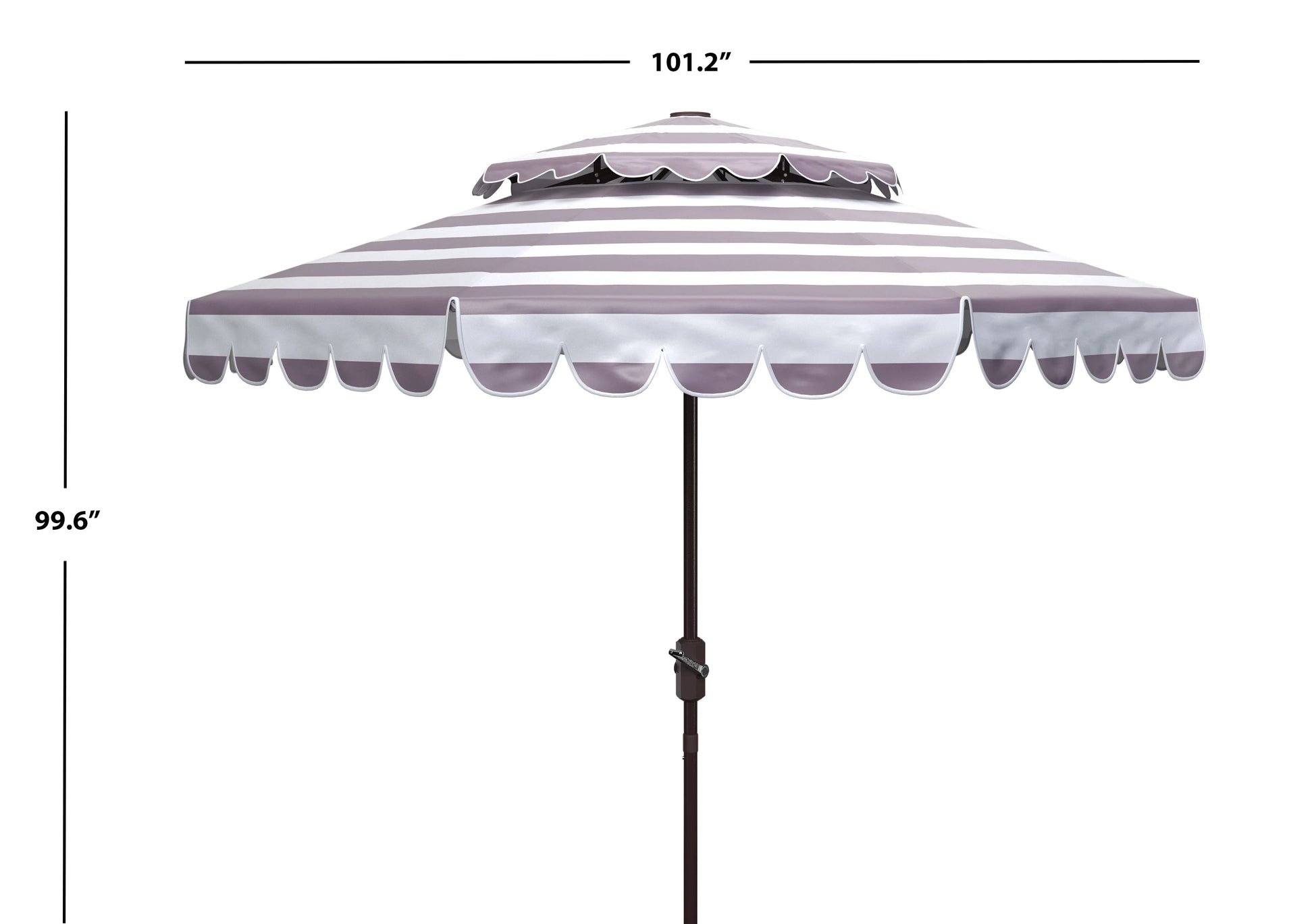 Safavieh Vienna 9' Market Crank Double Top Patio Umbrella, Grey/White
