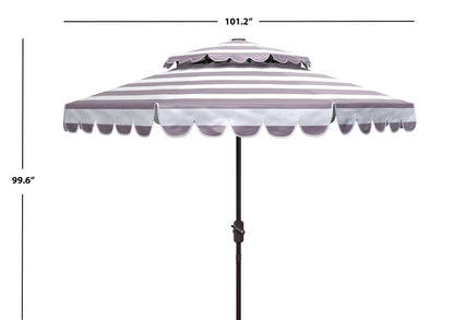 Safavieh Vienna 9' Market Crank Double Top Patio Umbrella, Grey/White
