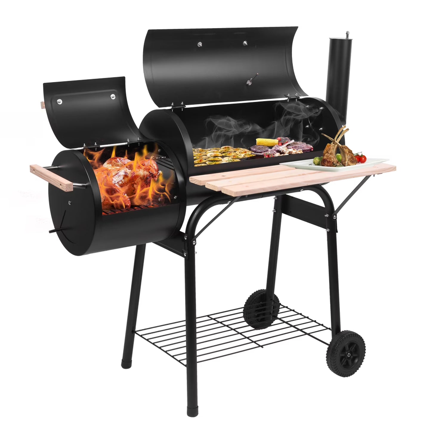 Ktaxon BBQ Grill Outdoor Charcoal Grill Offset Smoker for Patio Backyard