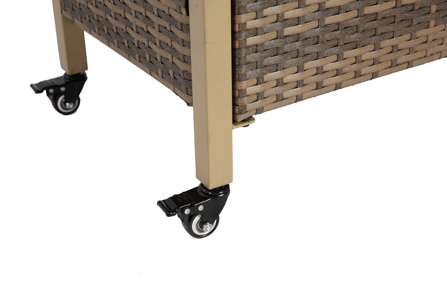 Outdoor Wicker Bar Cart with Wheels, Light Brown - Versatile Outdoor Grill & Beverage Cart for Patio, Backyard, Garden & Poolside Parties